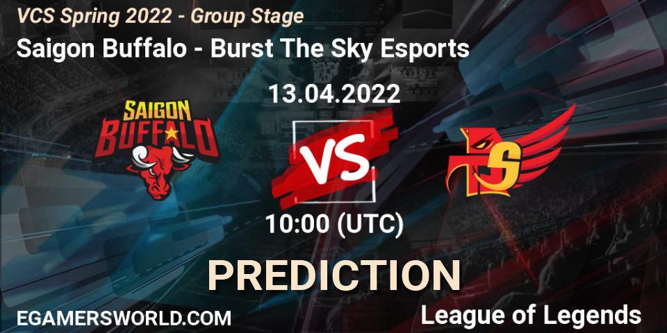 Saigon Buffalo vs Burst The Sky Esports: Match Prediction. 13.04.2022 at 10:00, LoL, VCS Spring 2022 - Group Stage 