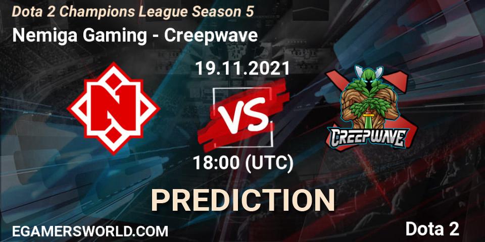 Nemiga Gaming vs Creepwave: Match Prediction. 19.11.2021 at 18:00, Dota 2, Dota 2 Champions League 2021 Season 5
