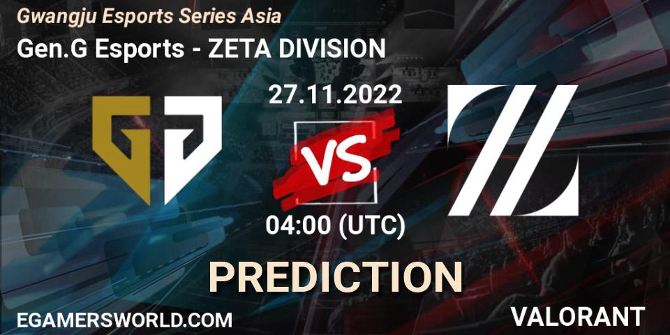 Gen.G Esports vs ZETA DIVISION: Match Prediction. 27.11.22, VALORANT, Gwangju Esports Series Asia