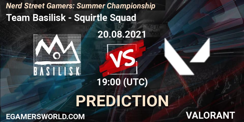 Team Basilisk vs Squirtle Squad: Match Prediction. 20.08.2021 at 19:00, VALORANT, Nerd Street Gamers: Summer Championship