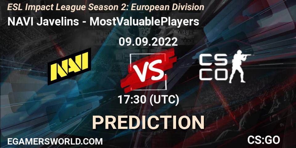 NAVI Javelins vs MostValuablePlayers: Match Prediction. 09.09.2022 at 17:30, Counter-Strike (CS2), ESL Impact League Season 2: European Division