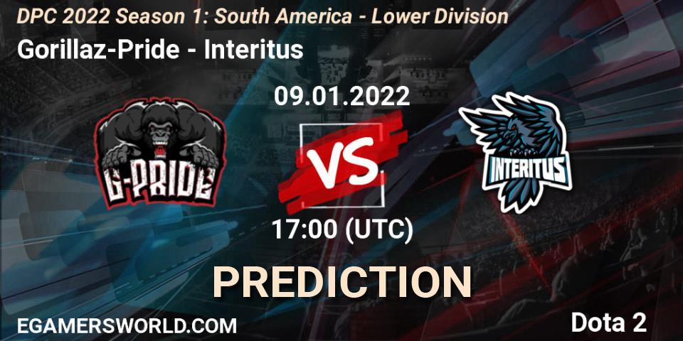 Gorillaz-Pride vs Interitus: Match Prediction. 09.01.2022 at 17:01, Dota 2, DPC 2022 Season 1: South America - Lower Division