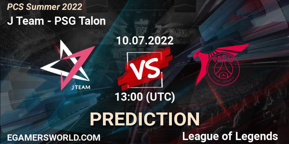 J Team vs PSG Talon: Match Prediction. 10.07.2022 at 13:00, LoL, PCS Summer 2022