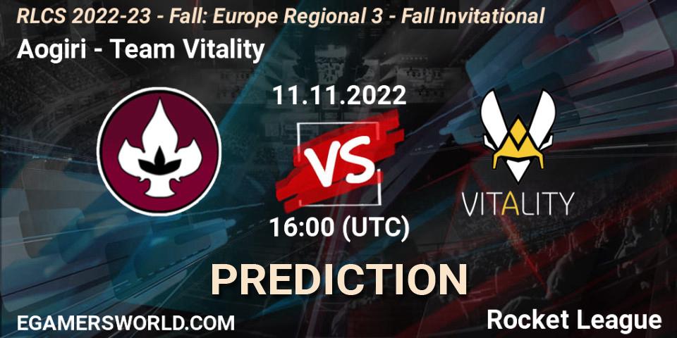 Aogiri vs Team Vitality: Match Prediction. 11.11.2022 at 16:00, Rocket League, RLCS 2022-23 - Fall: Europe Regional 3 - Fall Invitational