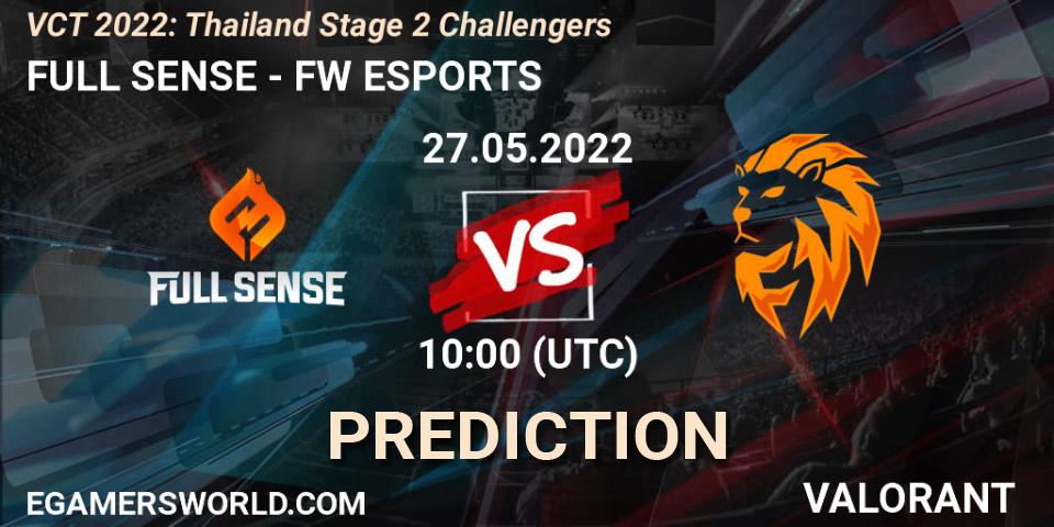FULL SENSE vs FW ESPORTS: Match Prediction. 27.05.2022 at 10:00, VALORANT, VCT 2022: Thailand Stage 2 Challengers
