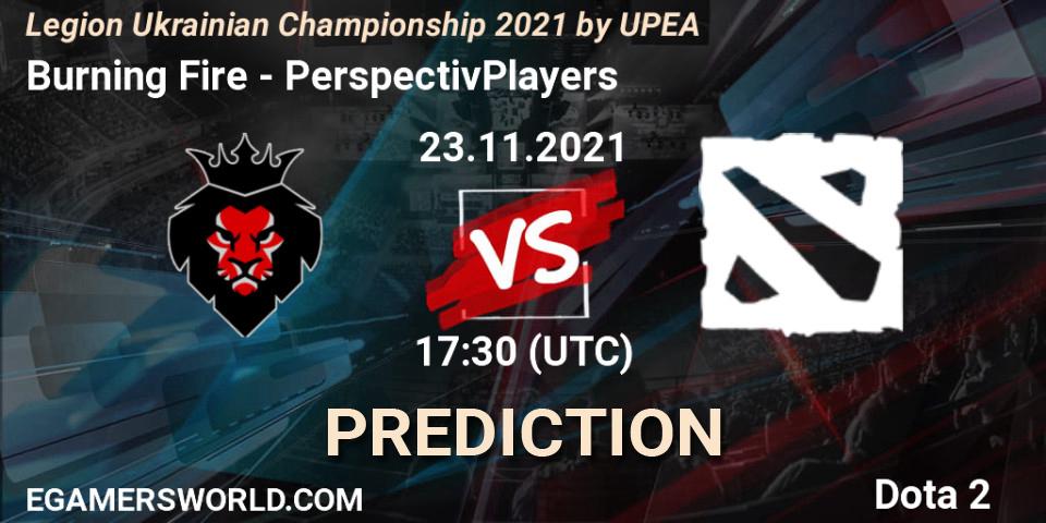 Burning Fire vs PerspectivPlayers: Match Prediction. 23.11.2021 at 16:00, Dota 2, Legion Ukrainian Championship 2021 by UPEA