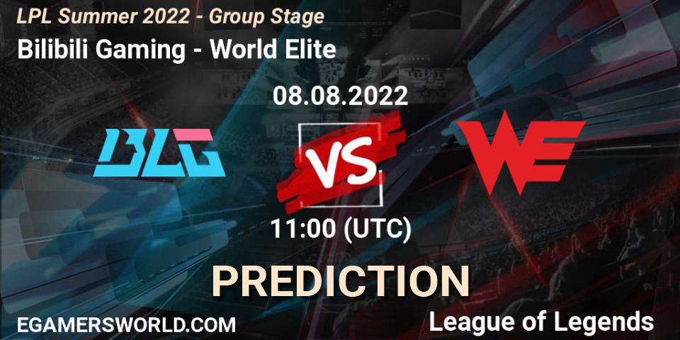 Bilibili Gaming vs World Elite: Match Prediction. 08.08.22, LoL, LPL Summer 2022 - Group Stage