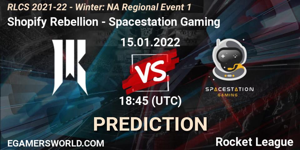 Shopify Rebellion vs Spacestation Gaming: Match Prediction. 15.01.22, Rocket League, RLCS 2021-22 - Winter: NA Regional Event 1