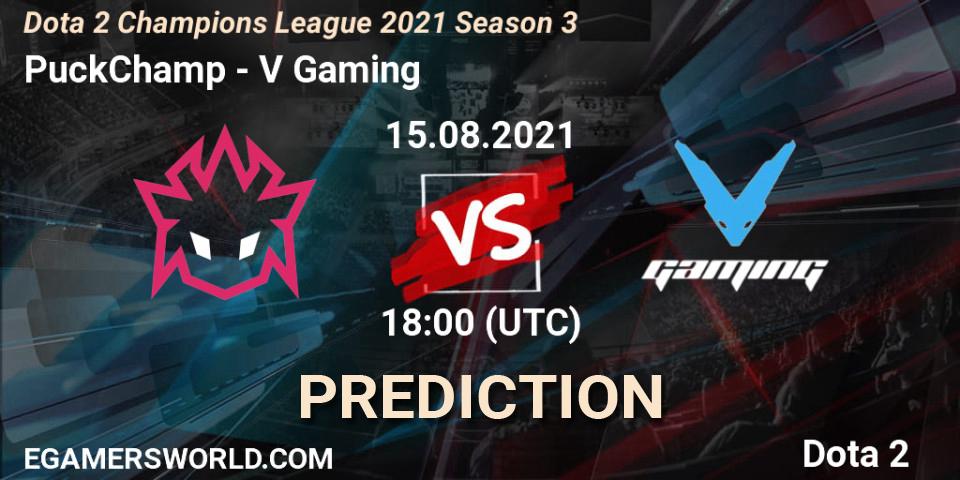 PuckChamp vs V Gaming: Match Prediction. 15.08.2021 at 18:00, Dota 2, Dota 2 Champions League 2021 Season 3