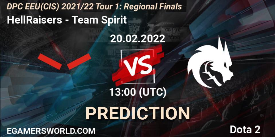 HellRaisers vs Team Spirit: Match Prediction. 20.02.2022 at 13:11, Dota 2, DPC EEU(CIS) 2021/22 Tour 1: Regional Finals