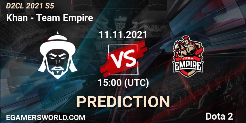 Khan vs Team Empire: Match Prediction. 11.11.21, Dota 2, Dota 2 Champions League 2021 Season 5