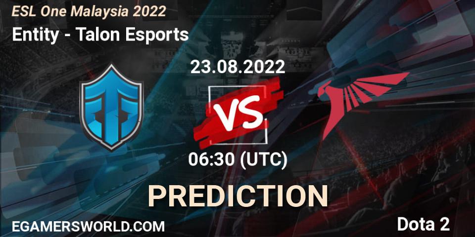 Entity vs Talon Esports: Match Prediction. 23.08.22, Dota 2, ESL One Malaysia 2022