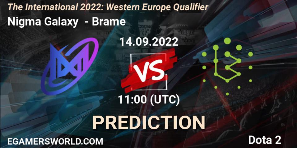 Nigma Galaxy vs Brame: Match Prediction. 14.09.22, Dota 2, The International 2022: Western Europe Qualifier