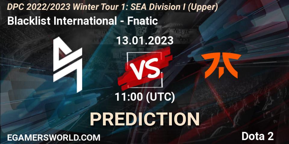 Blacklist International vs Fnatic: Match Prediction. 13.01.2023 at 13:17, Dota 2, DPC 2022/2023 Winter Tour 1: SEA Division I (Upper)