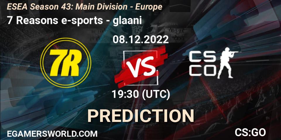 7 Reasons e-sports vs glaani: Match Prediction. 08.12.22, CS2 (CS:GO), ESEA Season 43: Main Division - Europe