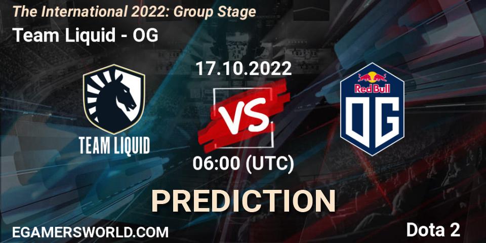 Team Liquid vs OG: Match Prediction. 17.10.2022 at 06:34, Dota 2, The International 2022: Group Stage