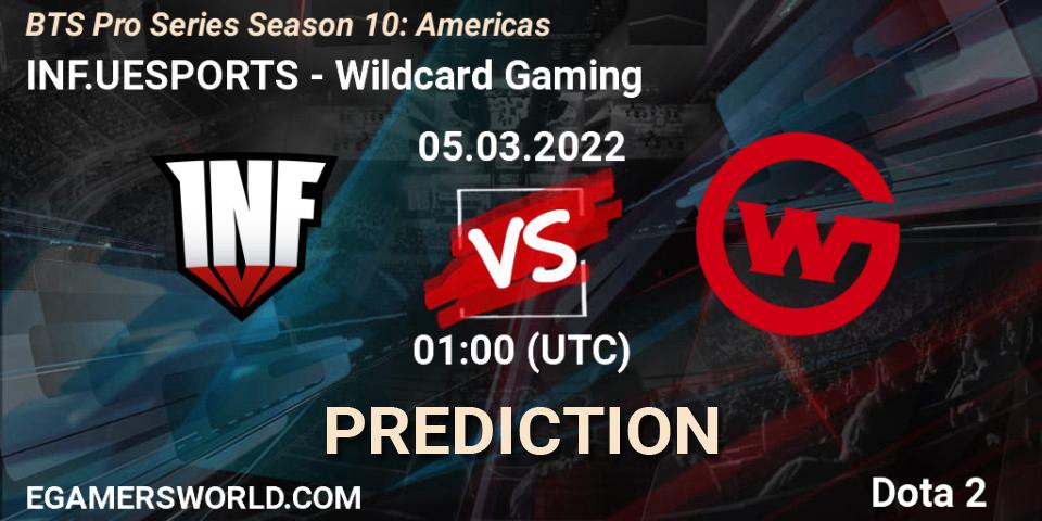 INF.UESPORTS vs Wildcard Gaming: Match Prediction. 05.03.2022 at 01:22, Dota 2, BTS Pro Series Season 10: Americas