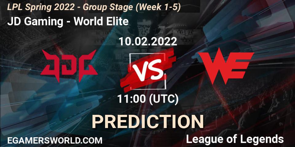 JD Gaming vs World Elite: Match Prediction. 10.02.2022 at 11:00, LoL, LPL Spring 2022 - Group Stage (Week 1-5)