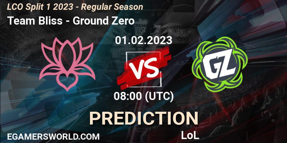 Team Bliss vs Ground Zero: Match Prediction. 01.02.23, LoL, LCO Split 1 2023 - Regular Season