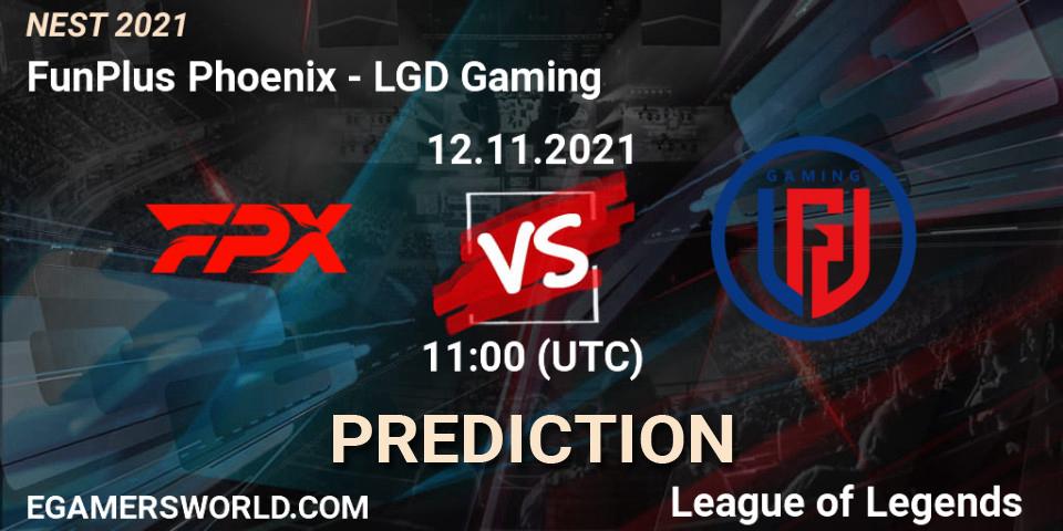 LGD Gaming vs FunPlus Phoenix: Match Prediction. 15.11.2021 at 10:05, LoL, NEST 2021