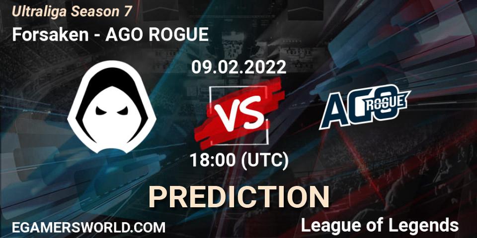 Forsaken vs AGO ROGUE: Match Prediction. 09.02.2022 at 18:00, LoL, Ultraliga Season 7