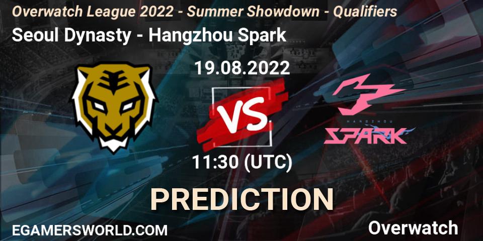 Seoul Dynasty vs Hangzhou Spark: Match Prediction. 19.08.2022 at 11:30, Overwatch, Overwatch League 2022 - Summer Showdown - Qualifiers
