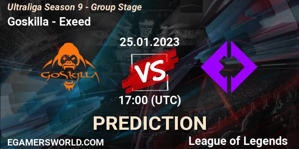Goskilla vs Exeed: Match Prediction. 25.01.2023 at 17:00, LoL, Ultraliga Season 9 - Group Stage