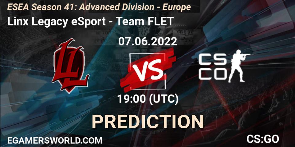 Linx Legacy eSport vs Team FLET: Match Prediction. 07.06.2022 at 19:00, Counter-Strike (CS2), ESEA Season 41: Advanced Division - Europe