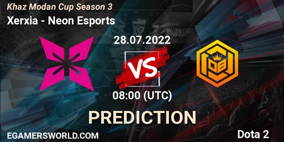 Xerxia vs Neon Esports: Match Prediction. 28.07.22, Dota 2, Khaz Modan Cup Season 3