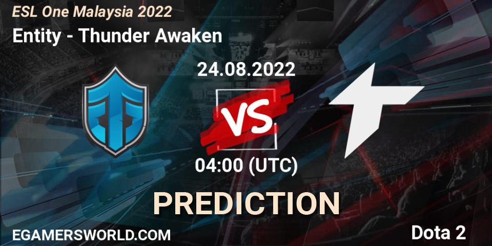 Entity vs Thunder Awaken: Match Prediction. 24.08.22, Dota 2, ESL One Malaysia 2022