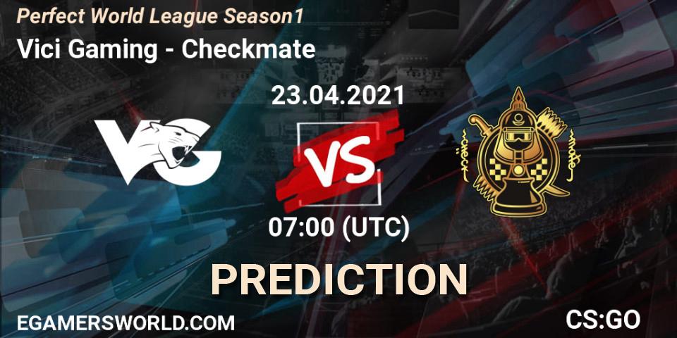 Vici Gaming vs Checkmate: Match Prediction. 23.04.2021 at 07:00, Counter-Strike (CS2), Perfect World League Season 1