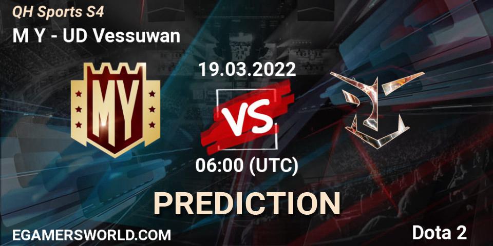 M Y vs UD Vessuwan: Match Prediction. 19.03.2022 at 10:34, Dota 2, QH Sports S4