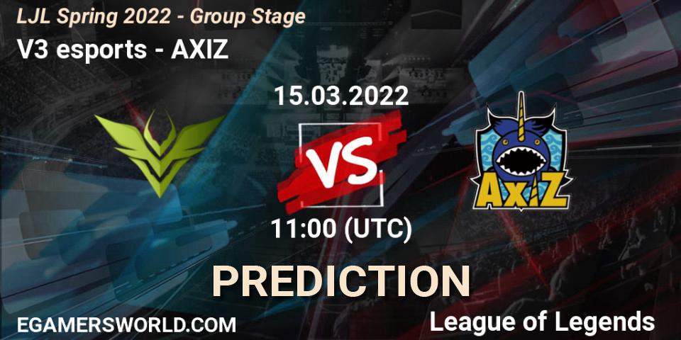 V3 esports vs AXIZ: Match Prediction. 15.03.2022 at 11:00, LoL, LJL Spring 2022 - Group Stage