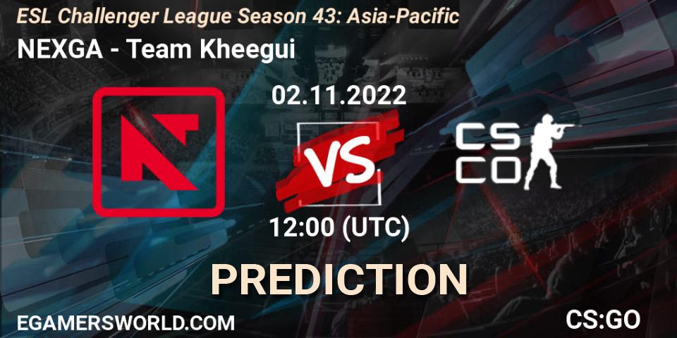 NEXGA vs Team Kheegui: Match Prediction. 02.11.2022 at 12:00, Counter-Strike (CS2), ESL Challenger League Season 43: Asia-Pacific