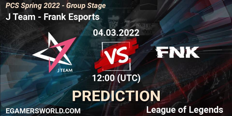 J Team vs Frank Esports: Match Prediction. 04.03.2022 at 12:00, LoL, PCS Spring 2022 - Group Stage