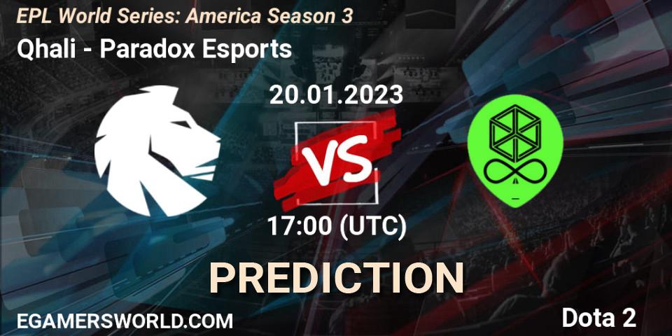 Qhali vs Paradox Esports: Match Prediction. 20.01.2023 at 17:03, Dota 2, EPL World Series: America Season 3