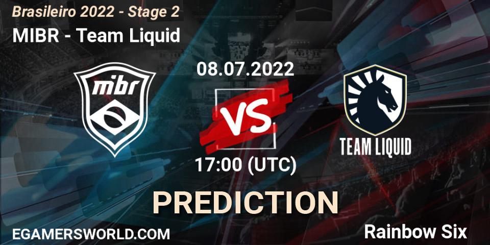 MIBR vs Team Liquid: Match Prediction. 08.07.2022 at 17:00, Rainbow Six, Brasileirão 2022 - Stage 2