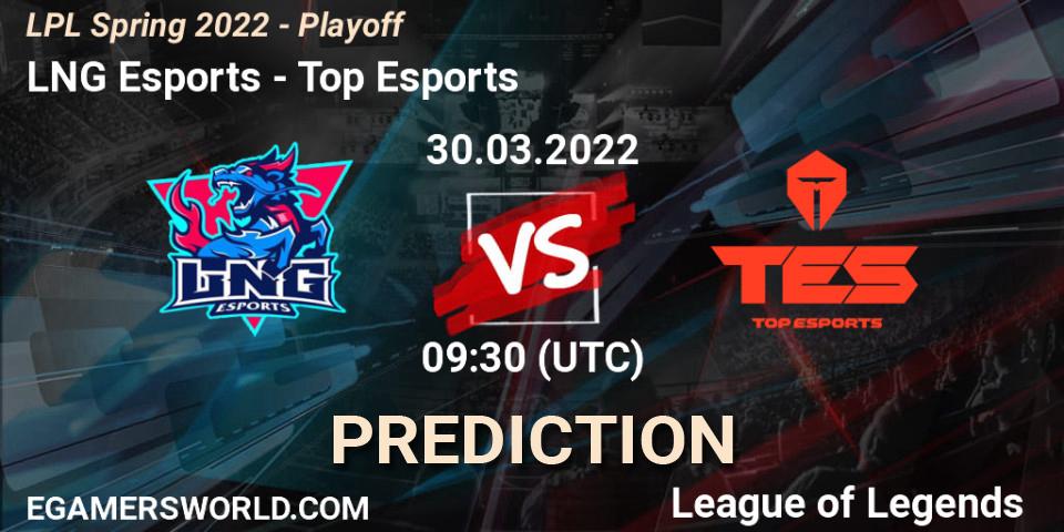 LNG Esports vs Top Esports: Match Prediction. 30.03.2022 at 09:00, LoL, LPL Spring 2022 - Playoff