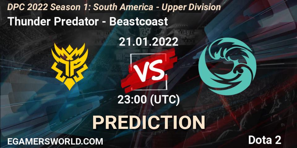 Thunder Predator vs Beastcoast: Match Prediction. 21.01.2022 at 23:06, Dota 2, DPC 2022 Season 1: South America - Upper Division