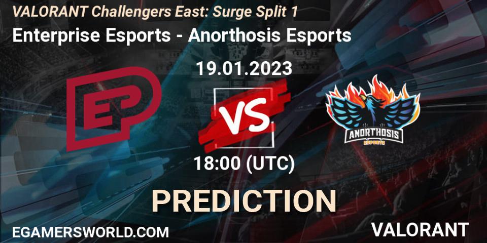 Enterprise Esports vs Anorthosis Esports: Match Prediction. 19.01.2023 at 19:00, VALORANT, VALORANT Challengers 2023 East: Surge Split 1