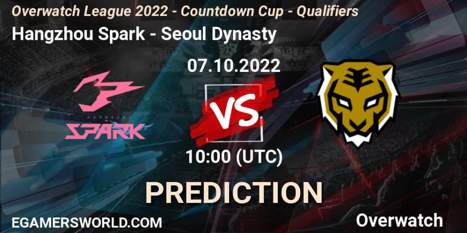 Hangzhou Spark vs Seoul Dynasty: Match Prediction. 07.10.2022 at 10:00, Overwatch, Overwatch League 2022 - Countdown Cup - Qualifiers