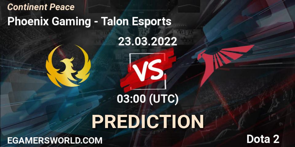 Phoenix Gaming vs Talon Esports: Match Prediction. 23.03.2022 at 03:21, Dota 2, Continent Peace