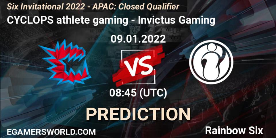 CYCLOPS athlete gaming vs Invictus Gaming: Match Prediction. 09.01.2022 at 09:00, Rainbow Six, Six Invitational 2022 - APAC: Closed Qualifier