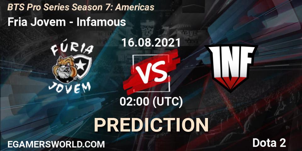 Fúria Jovem vs Infamous: Match Prediction. 16.08.2021 at 00:50, Dota 2, BTS Pro Series Season 7: Americas