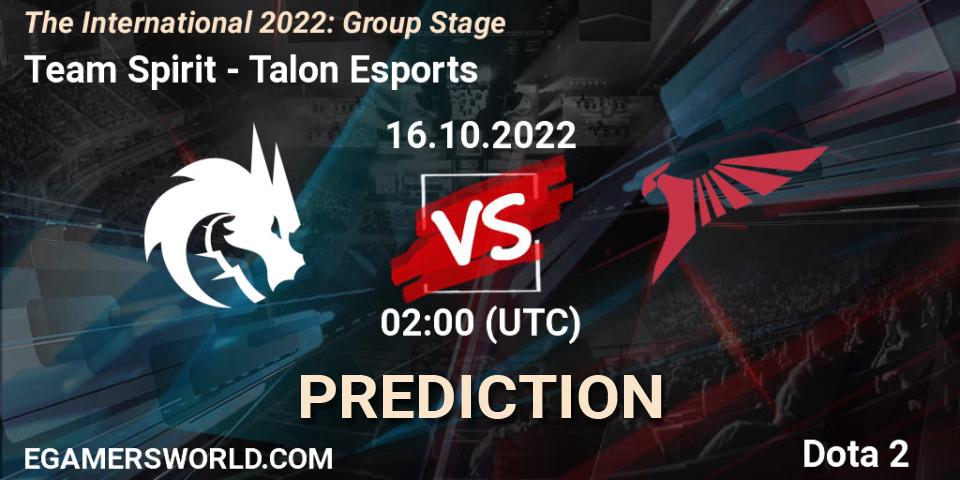 Team Spirit vs Talon Esports: Match Prediction. 16.10.22, Dota 2, The International 2022: Group Stage