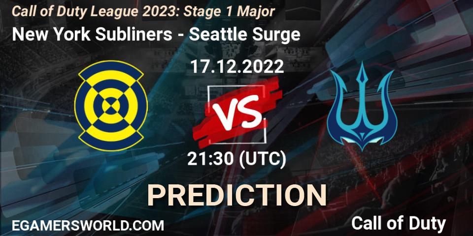 New York Subliners vs Seattle Surge: Match Prediction. 17.12.2022 at 21:30, Call of Duty, Call of Duty League 2023: Stage 1 Major
