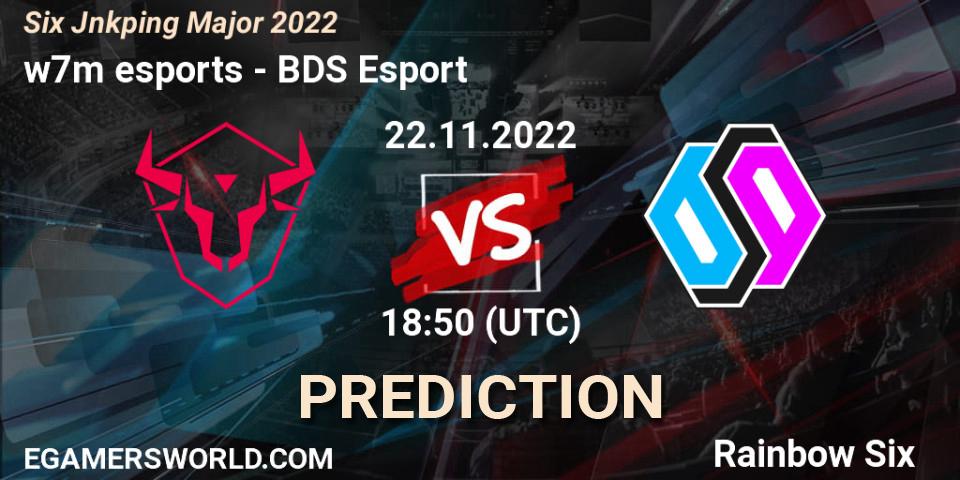 w7m esports vs BDS Esport: Match Prediction. 23.11.2022 at 18:50, Rainbow Six, Six Jönköping Major 2022