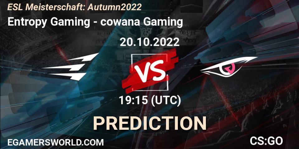 Entropy Gaming vs cowana Gaming: Match Prediction. 20.10.2022 at 19:15, Counter-Strike (CS2), ESL Meisterschaft: Autumn 2022