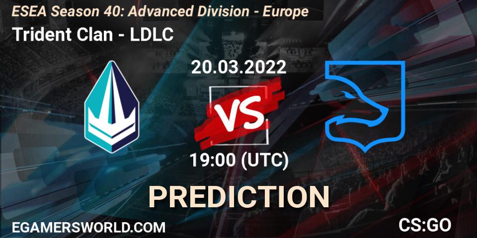 Trident Clan vs LDLC: Match Prediction. 20.03.2022 at 19:00, Counter-Strike (CS2), ESEA Season 40: Advanced Division - Europe
