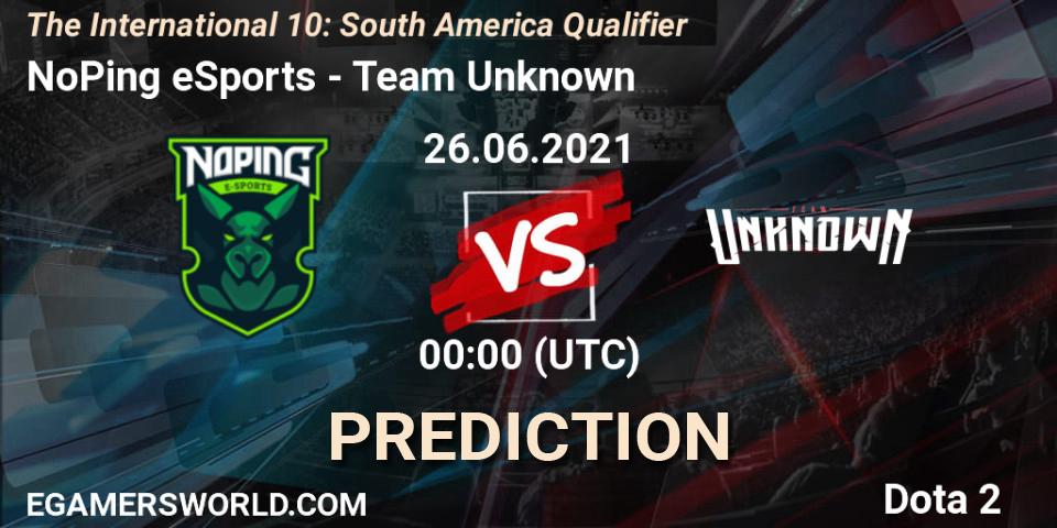 NoPing eSports vs Team Unknown: Match Prediction. 25.06.2021 at 21:38, Dota 2, The International 10: South America Qualifier